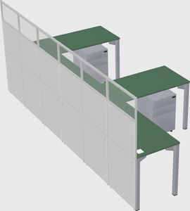 Shared l-shaped cubicle