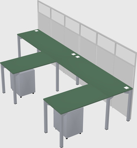 Shared l-shaped cubicle