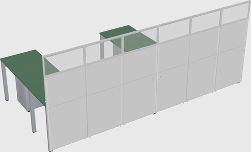 Shared l-shaped cubicle