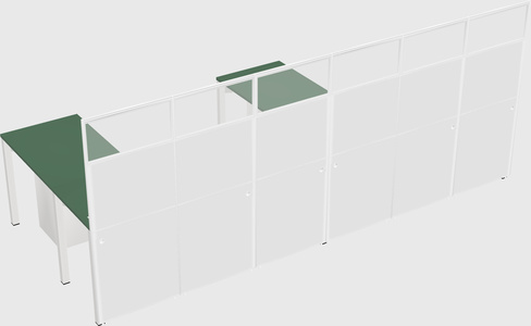 Shared l-shaped cubicle