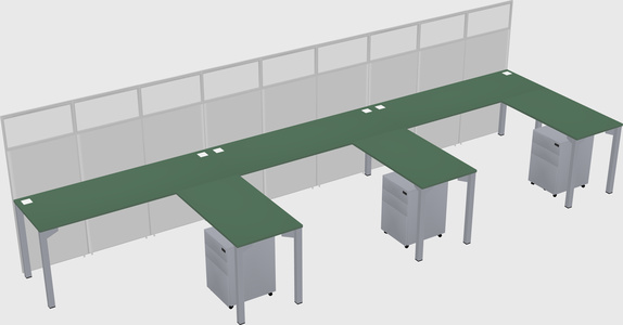 Shared l-shaped cubicle