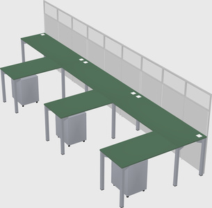 Shared l-shaped cubicle