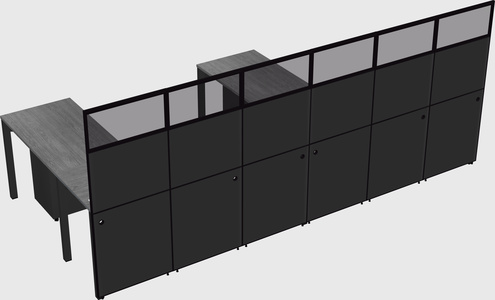 Shared l-shaped cubicle