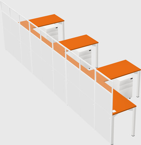 Shared l-shaped cubicle