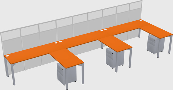 Shared l-shaped cubicle