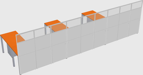 Shared l-shaped cubicle