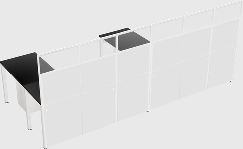 Shared l-shaped cubicle