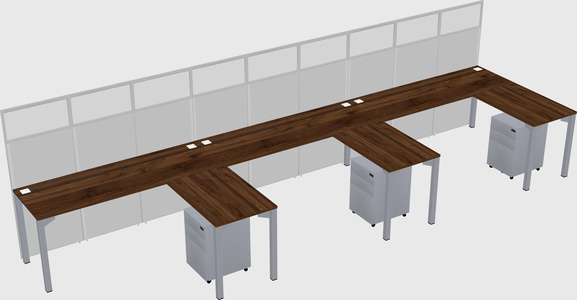 Shared l-shaped cubicle