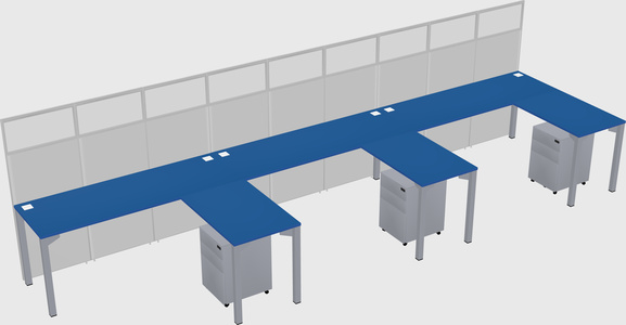 Shared l-shaped cubicle