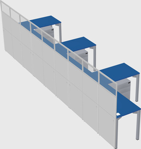 Shared l-shaped cubicle