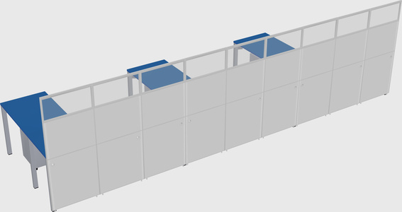 Shared l-shaped cubicle