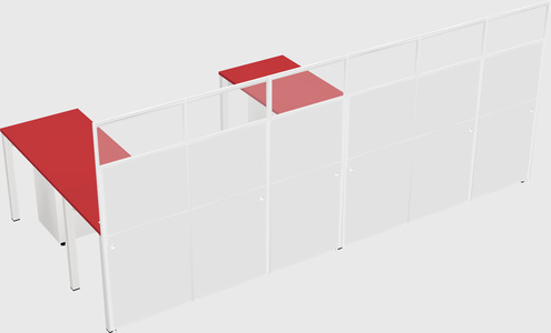 Shared l-shaped cubicle