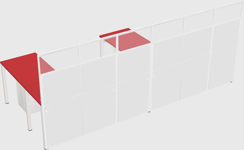 Shared l-shaped cubicle