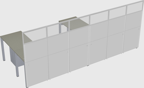 Shared l-shaped cubicle