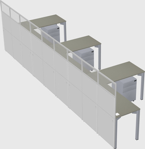Shared l-shaped cubicle