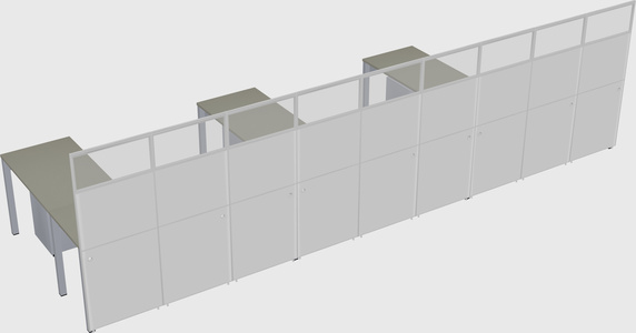 Shared l-shaped cubicle