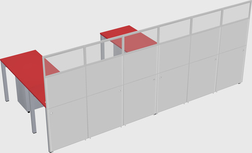 Shared l-shaped cubicle