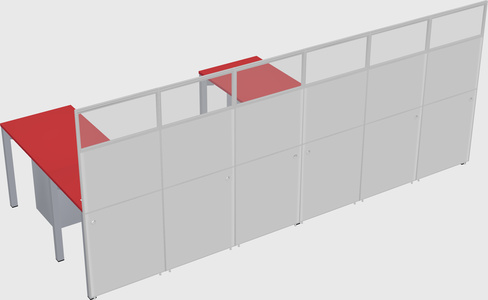 Shared l-shaped cubicle