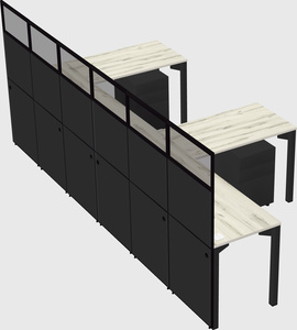 Shared l-shaped cubicle