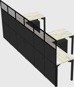 Shared l-shaped cubicle