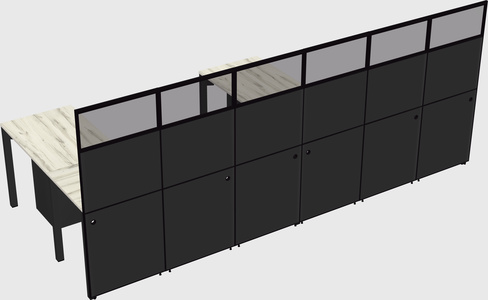 Shared l-shaped cubicle