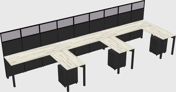 Shared l-shaped cubicle