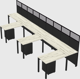 Shared l-shaped cubicle