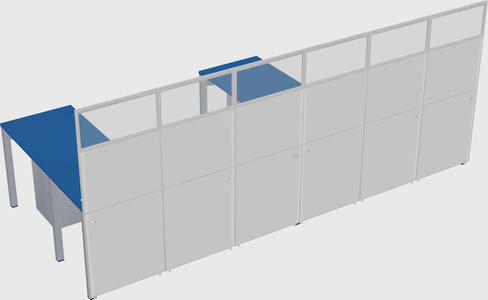 Shared l-shaped cubicle