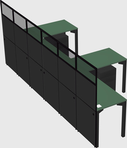 Shared l-shaped cubicle