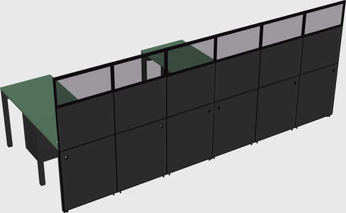 Shared l-shaped cubicle