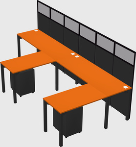 Shared l-shaped cubicle