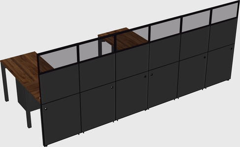 Shared l-shaped cubicle