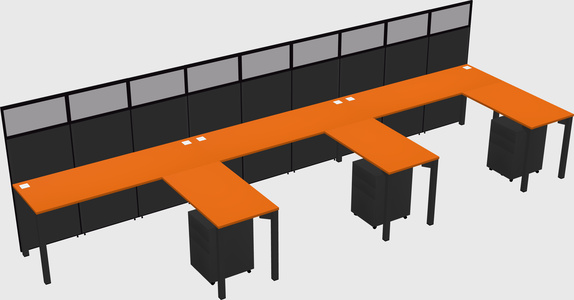 Shared l-shaped cubicle