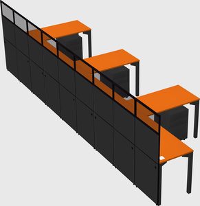 Shared l-shaped cubicle