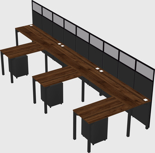 Shared l-shaped cubicle