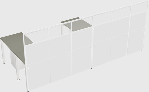 Shared l-shaped cubicle
