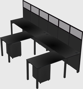 Shared l-shaped cubicle