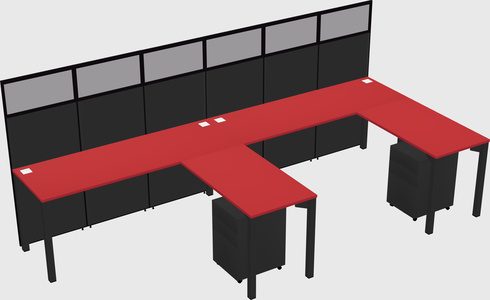 Shared l-shaped cubicle