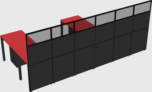Shared l-shaped cubicle
