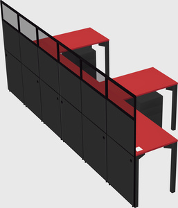 Shared l-shaped cubicle