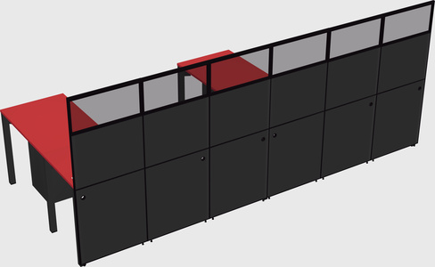 Shared l-shaped cubicle