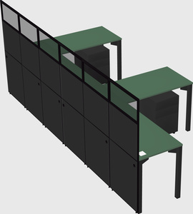 Shared l-shaped cubicle