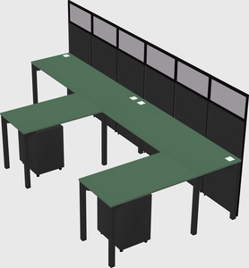 Shared l-shaped cubicle
