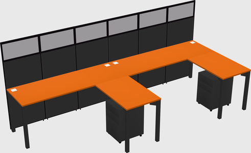 Shared l-shaped cubicle