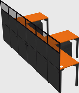 Shared l-shaped cubicle