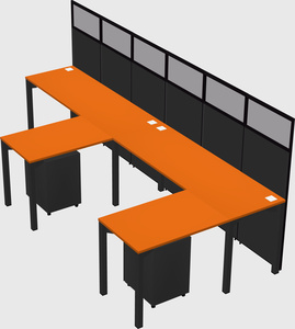 Shared l-shaped cubicle