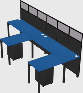 Shared l-shaped cubicle