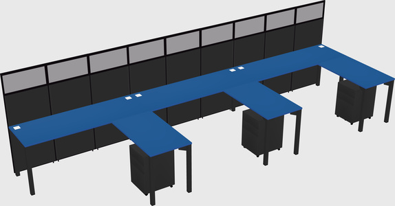 Shared l-shaped cubicle
