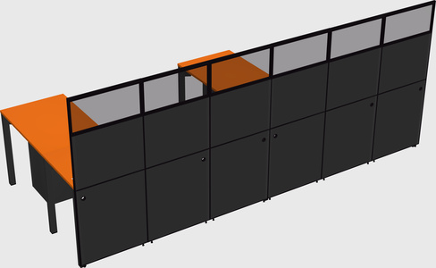 Shared l-shaped cubicle
