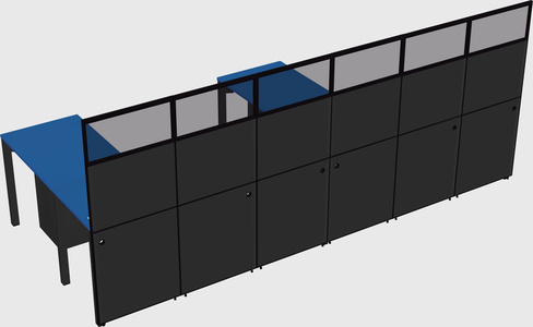 Shared l-shaped cubicle